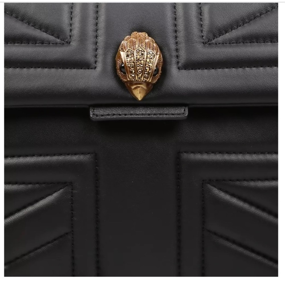 Kurt Geiger London Mini Kensington Leather Black Union Jack Bag NWT Chain Strap - Picture 3 of 7